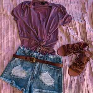 V NECK rose shirt